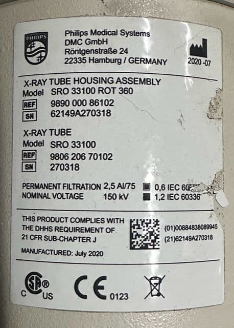 Philips 989000086102 Replacement X-Ray Tube for Digital Diagnost and Bucky Diagnost Rad Systems thumbnail 2