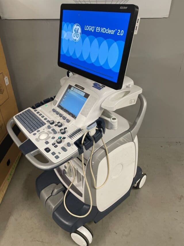GE Logiq E9 XDclear Ultrasound 2014 | 9L Linear Transducer | Shared Service Imaging System | GE Medical Spare Parts thumbnail 2