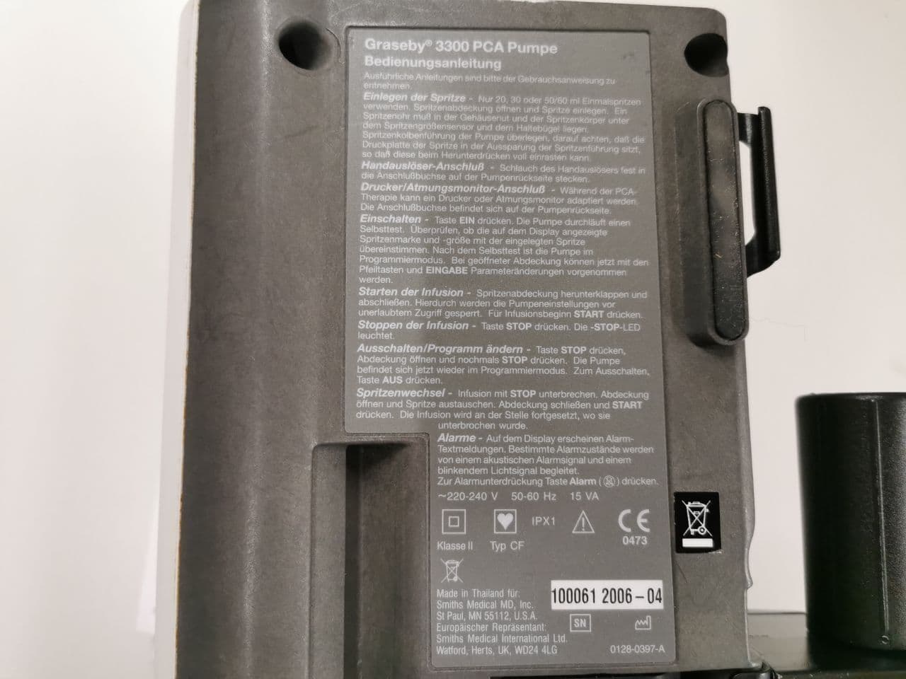 Graseby 3300 Patient-Controlled Analgesia (PCA) Pump thumbnail 6
