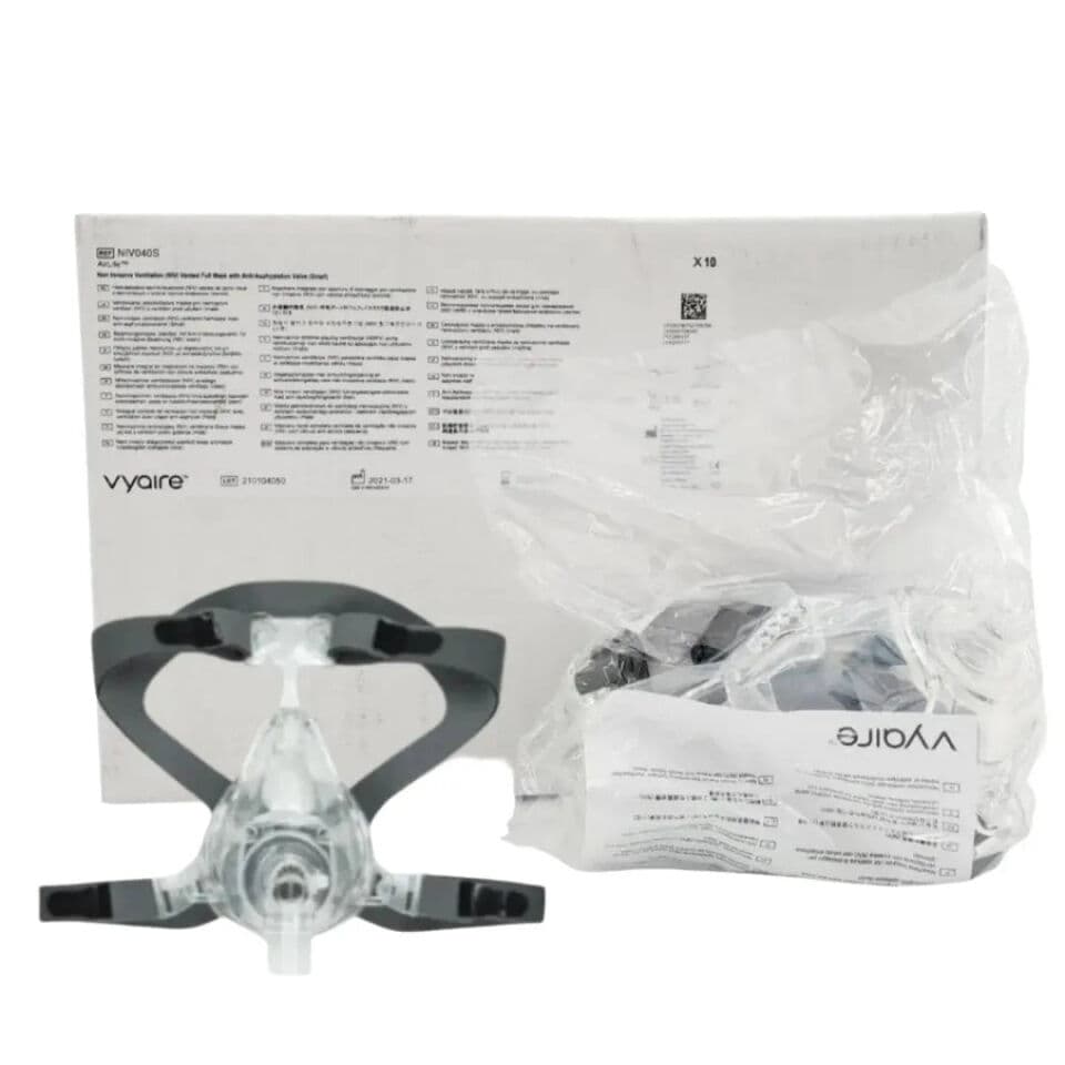 For Sale VYAIRE MEDICAL NIV040S | SHORT DATE | EACHES | AirLife Non-Invasive Ventilation (NIV) Full Face Mask, Small, Vented, Includes An