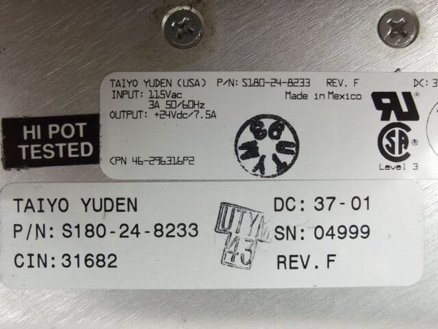 GE LightSpeed Power Supply | CT Scanner PDU Board | Part Number S180-24-8233 | GE Healthcare Replacement Parts | Switching Power Supply S180-24 thumbnail 3