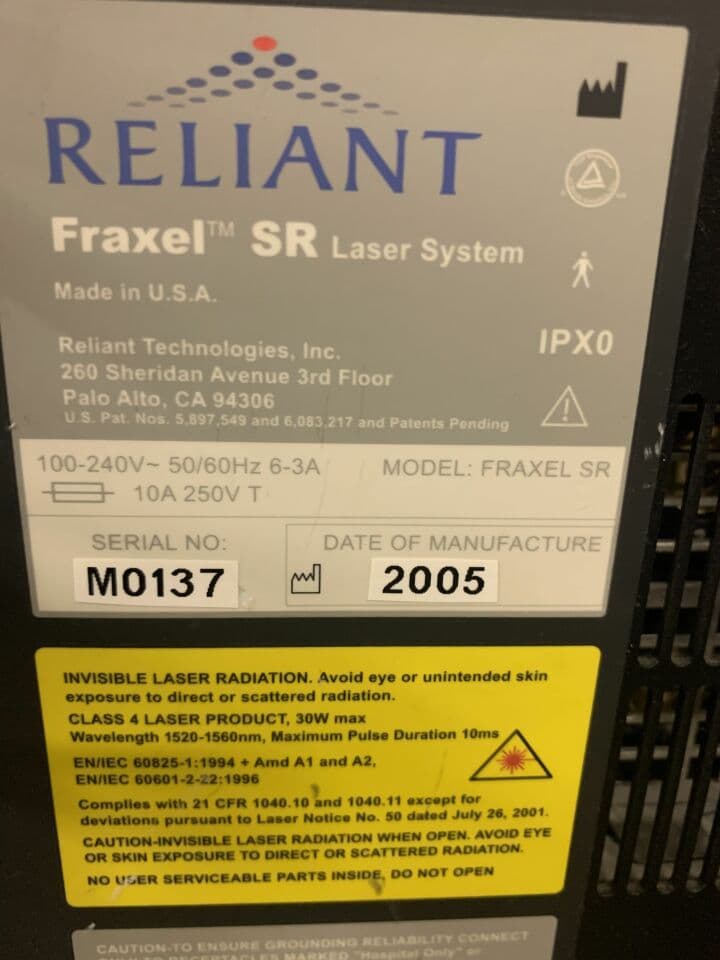 Parts-Only Reliant Laser Fraxel SR Surgical Laser thumbnail 2