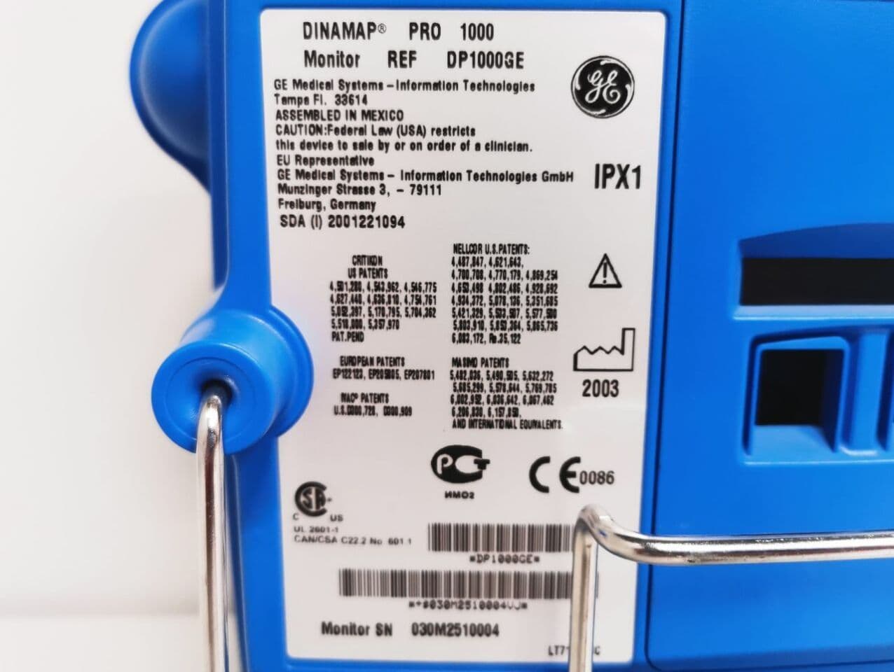 GE DINAMAP Pro 1000 Vital Signs Monitor thumbnail 5