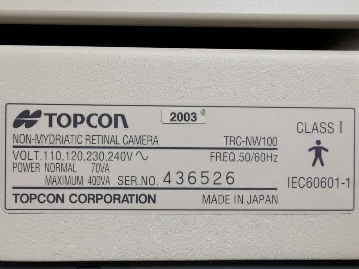 Retinal Imaging Fundus Camera — Topcon TRC-NW100 thumbnail 12