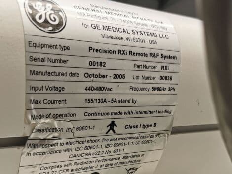 GE Precision RX Rad/Fluoro Room for Parts and Export thumbnail 5