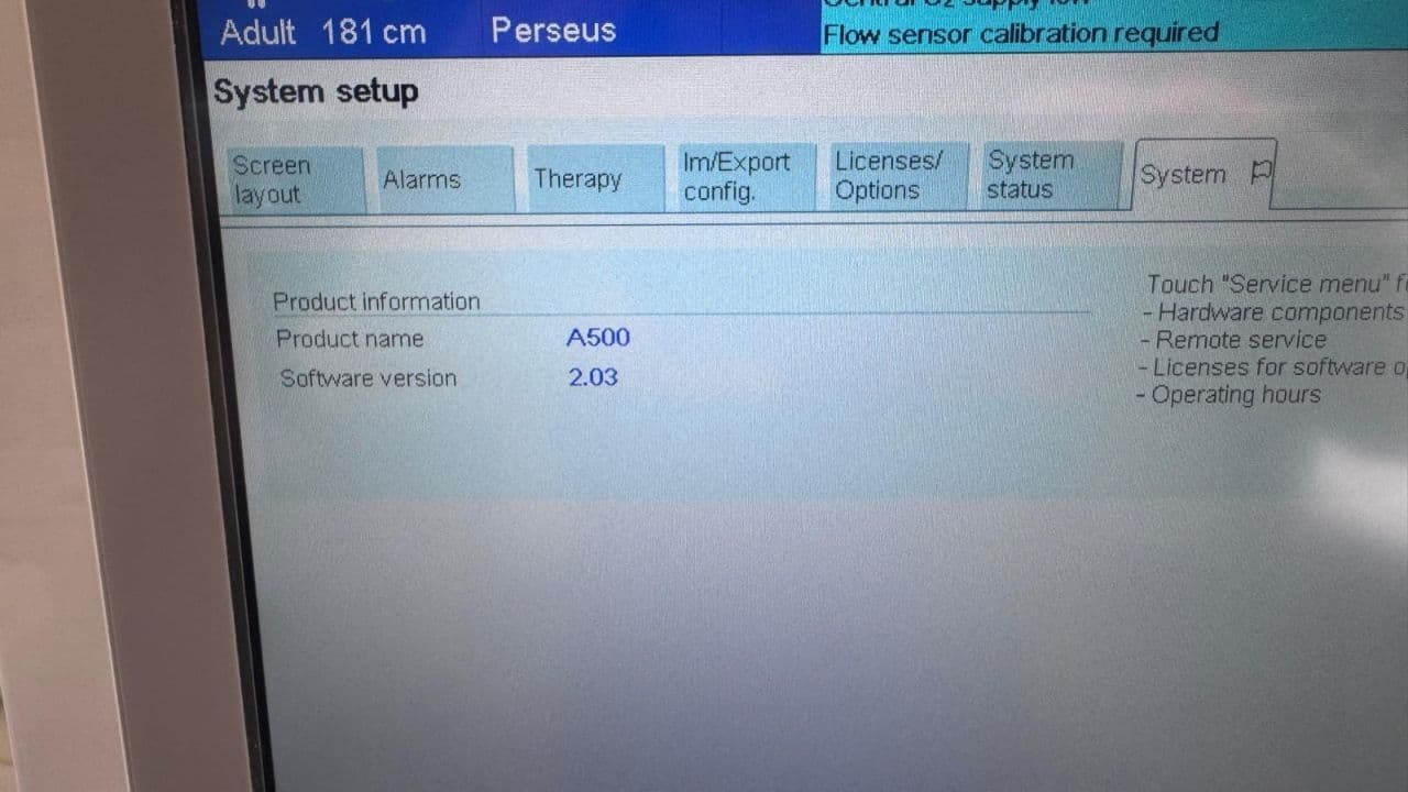 For Sale DRAEGER Perseus A500 Anesthesia Machine thumbnail 6