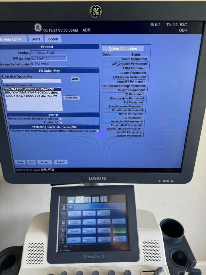 GE LOGIQ F8 OB/GYN & Vascular Diagnostic Ultrasound System thumbnail 3