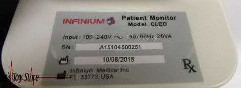 Infinium Medical Cleo Vital Signs BP Monitor with Rechargeable Lithium Battery thumbnail 4