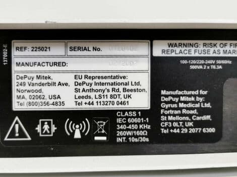 DePuy Mitek VAPR 3 Electrosurgical Generator for HF Arthroscopic Surgery thumbnail 6