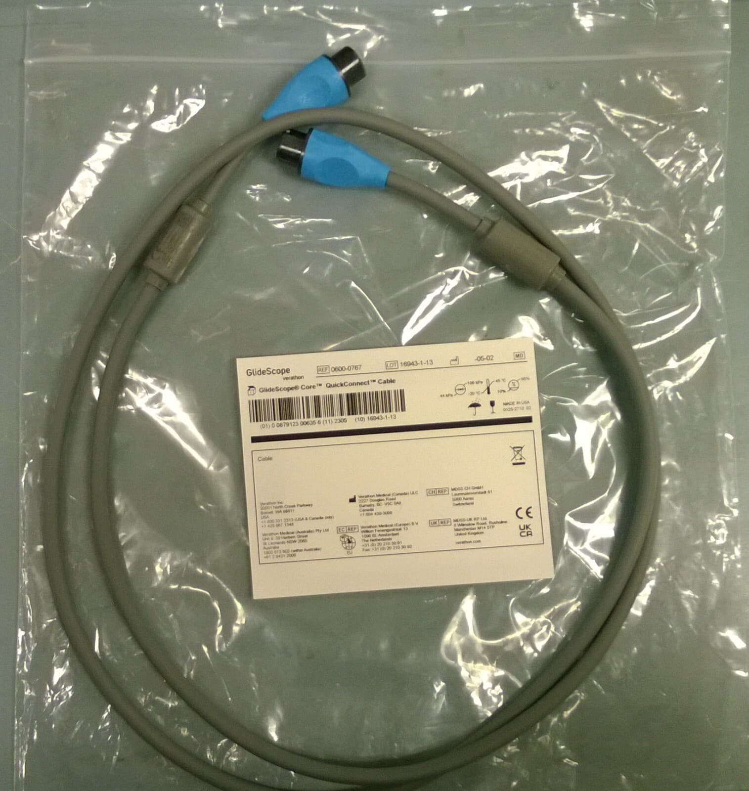 Verathon 0600-0707 MCU/FPGA‑to‑ADC 30‑Conductor Cable for Prime‑Series Ultrasound Systems