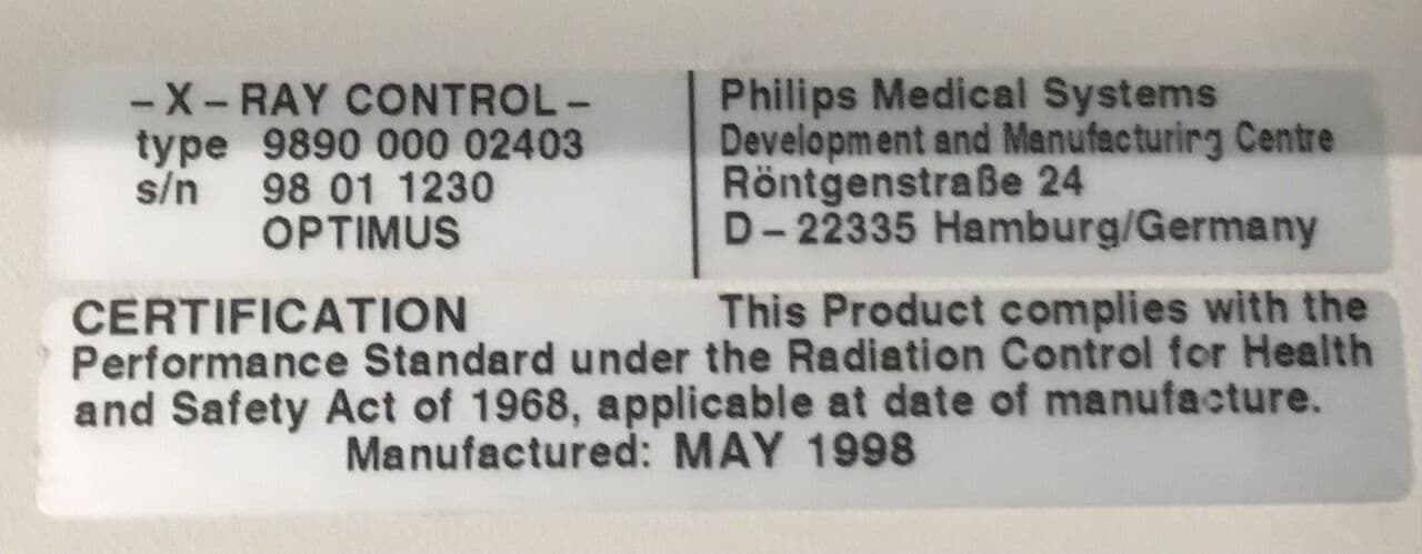 Philips 989000002403 Control Console for Diagnost Rad/Fluoro Systems thumbnail 3