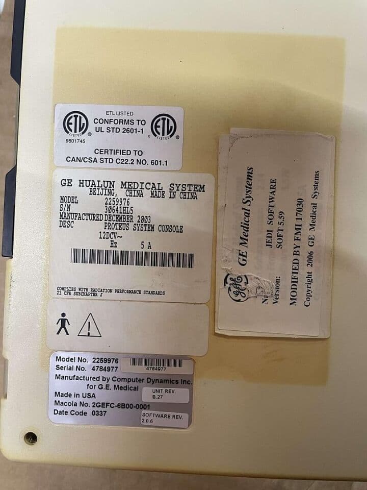 GE 2259976 Operator Console for Proteus Remote R/F Room thumbnail 3