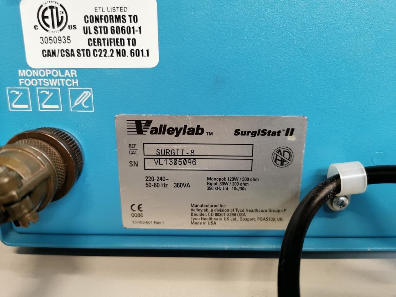 Valleylab SurgiStat II Electrosurgical Unit for Office-Based Procedures thumbnail 7