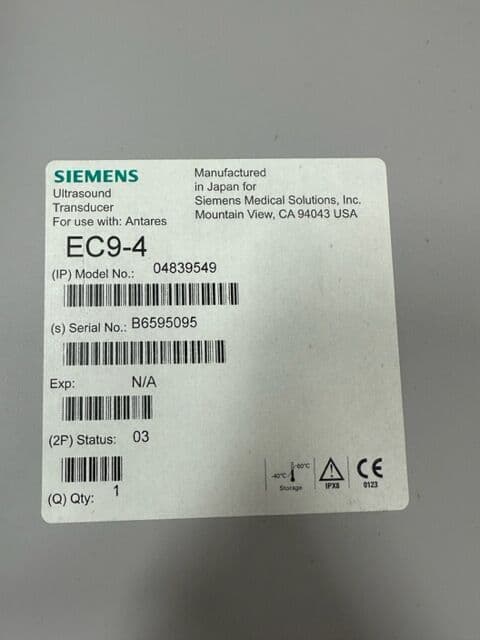 For Sale SIEMENS Antares EC9-4 Ultrasound Transducer thumbnail 2