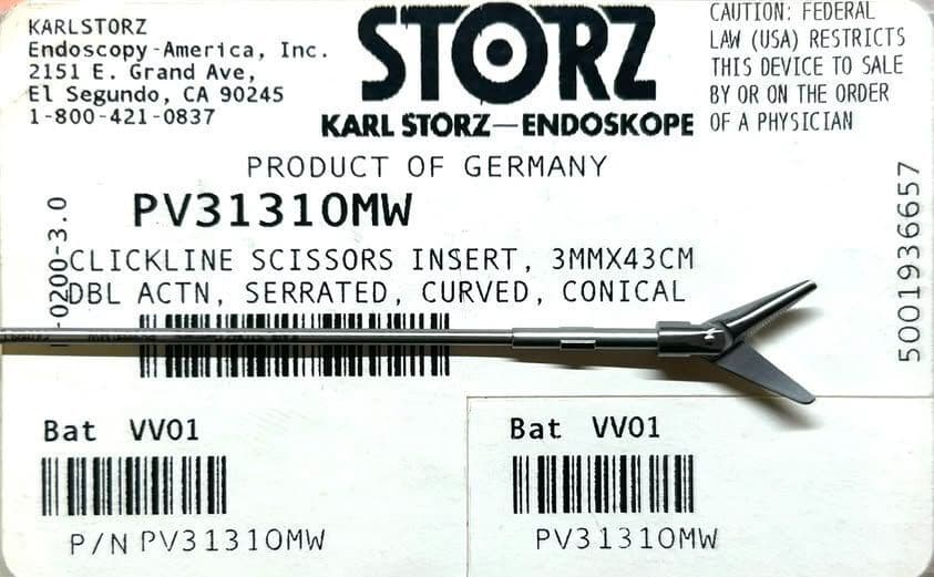 KARL STORZ PV31310MW Clickline Serrated Curved Scissors Insert for Laparoscopy