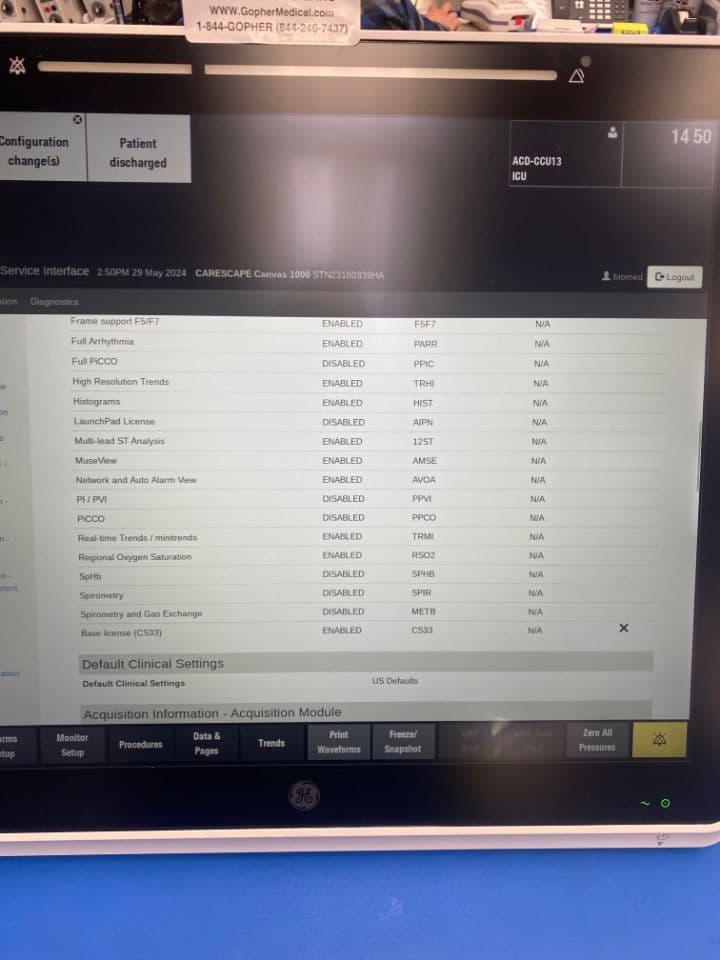 For Sale GE Carescape Canvas 1000 Monitor thumbnail 5