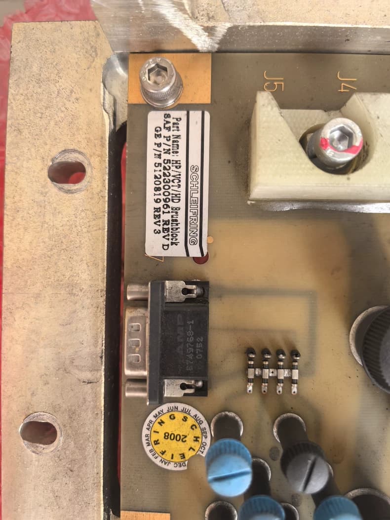 GE 5120819-2 REV.E | SCHLEIFRING CT Brush Block | Part Number 5120819-2 | GE LightSpeed VCT Gantry Slip Ring Parts | Power & Data Carbon Brushes thumbnail 2