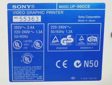 Sony UP-960CE Monochrome Video Printer thumbnail 7
