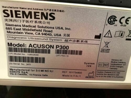 Siemens Acuson P300 Portable Diagnostic Ultrasound System thumbnail 6