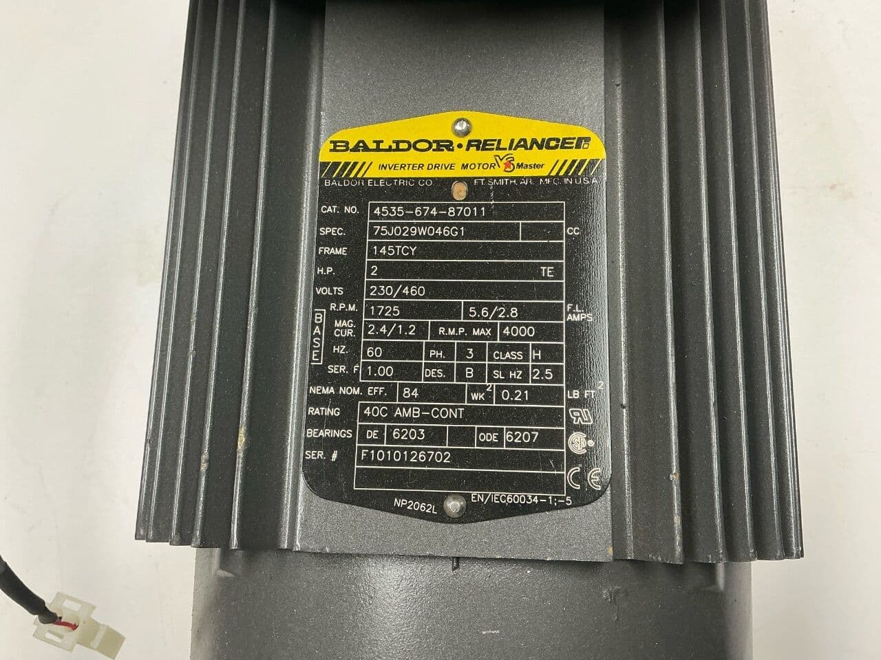 Baldor 4535-674-87011 Inverter Drive Motor with Stearns Brake for CT Scanners thumbnail 2