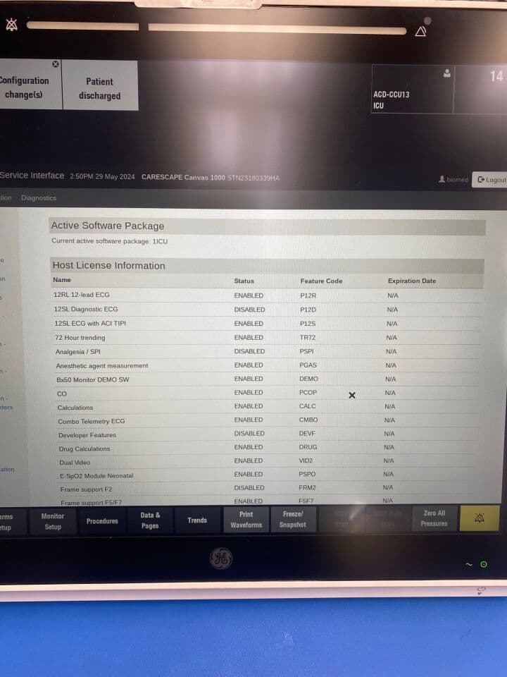 For Sale GE Carescape Canvas 1000 Monitor thumbnail 7