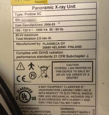 Panoramic Dental X-Ray Unit — Panoramic Corporation Proline XC thumbnail 6