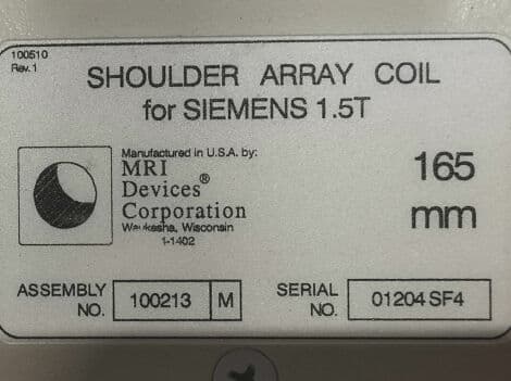 Siemens 5516583 Small Shoulder Array Coil for 1.5T MRI thumbnail 5
