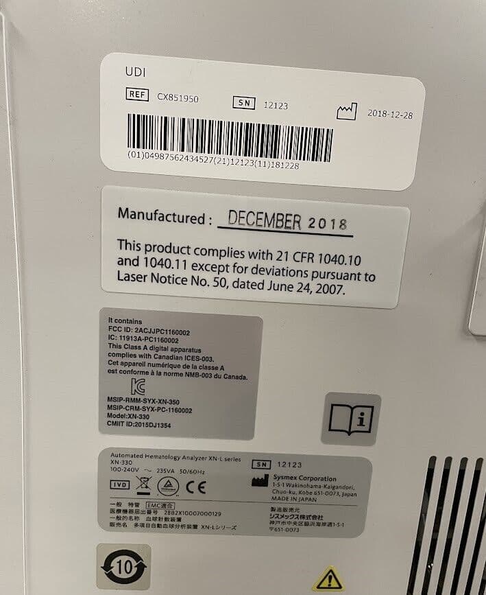 Sysmex XN-330 Hematology Analyzer thumbnail 2