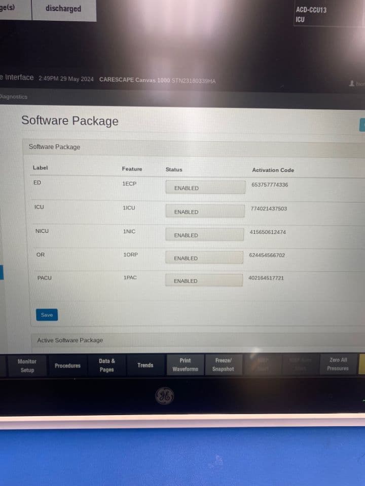 For Sale GE Carescape Canvas 1000 Monitor thumbnail 3