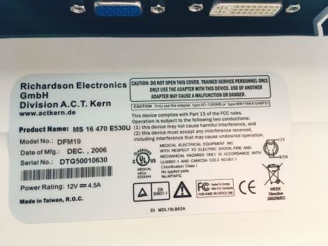 Medical Display Monitor by Richardson Electronics (DFM19) thumbnail 3