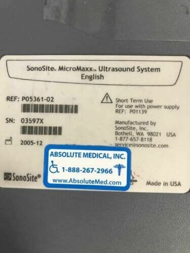 Sonosite Micromaxx Portable Ultrasound System with L38e Linear Array Vascular Probe thumbnail 6