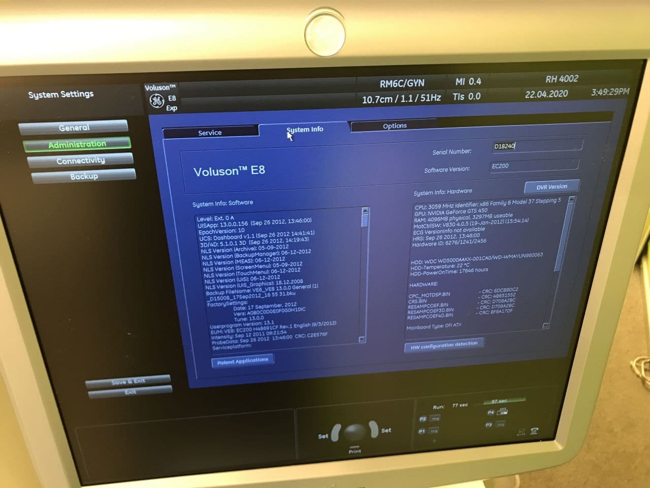 GE Voluson E8 OB/GYN and Vascular Ultrasound System thumbnail 2