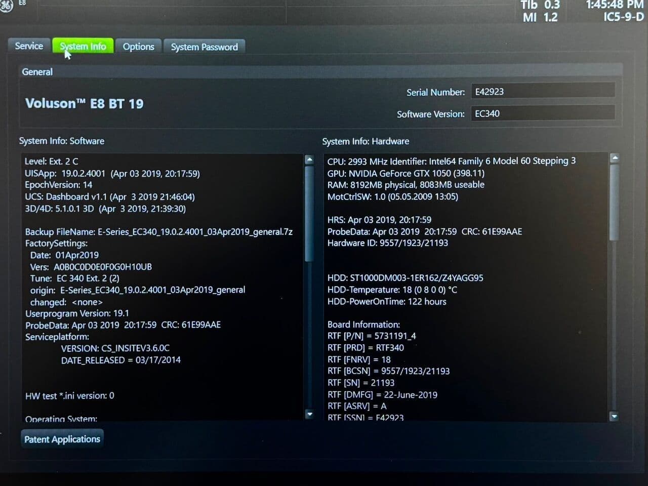 For Sale GE Voluson E8 YOM: 2019 Ultrasound Machine thumbnail 8