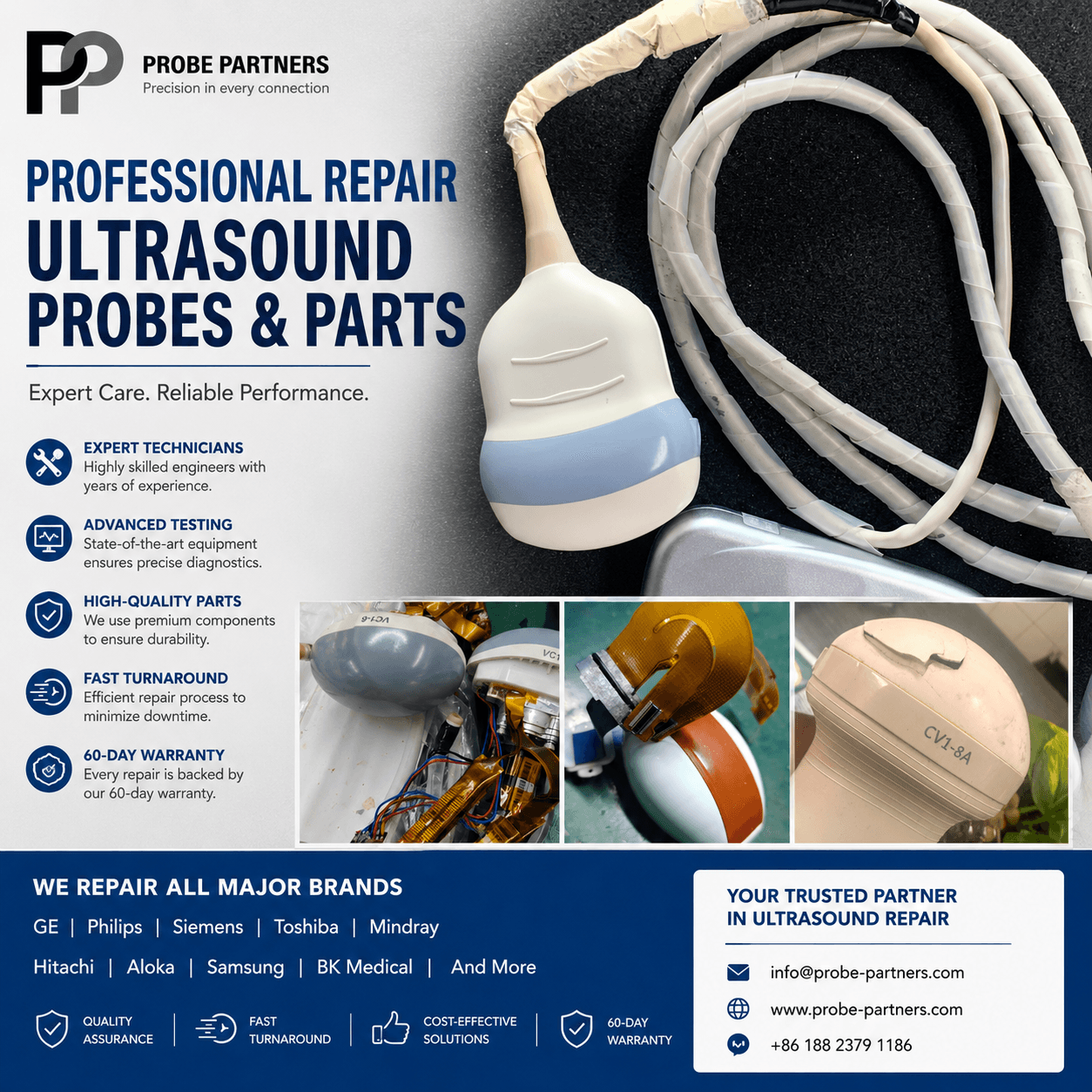Repair service for Samsung C2-8 Ultrasound Transducer Convex Probe Compatible with HS30 HS40 HS50 General Imaging