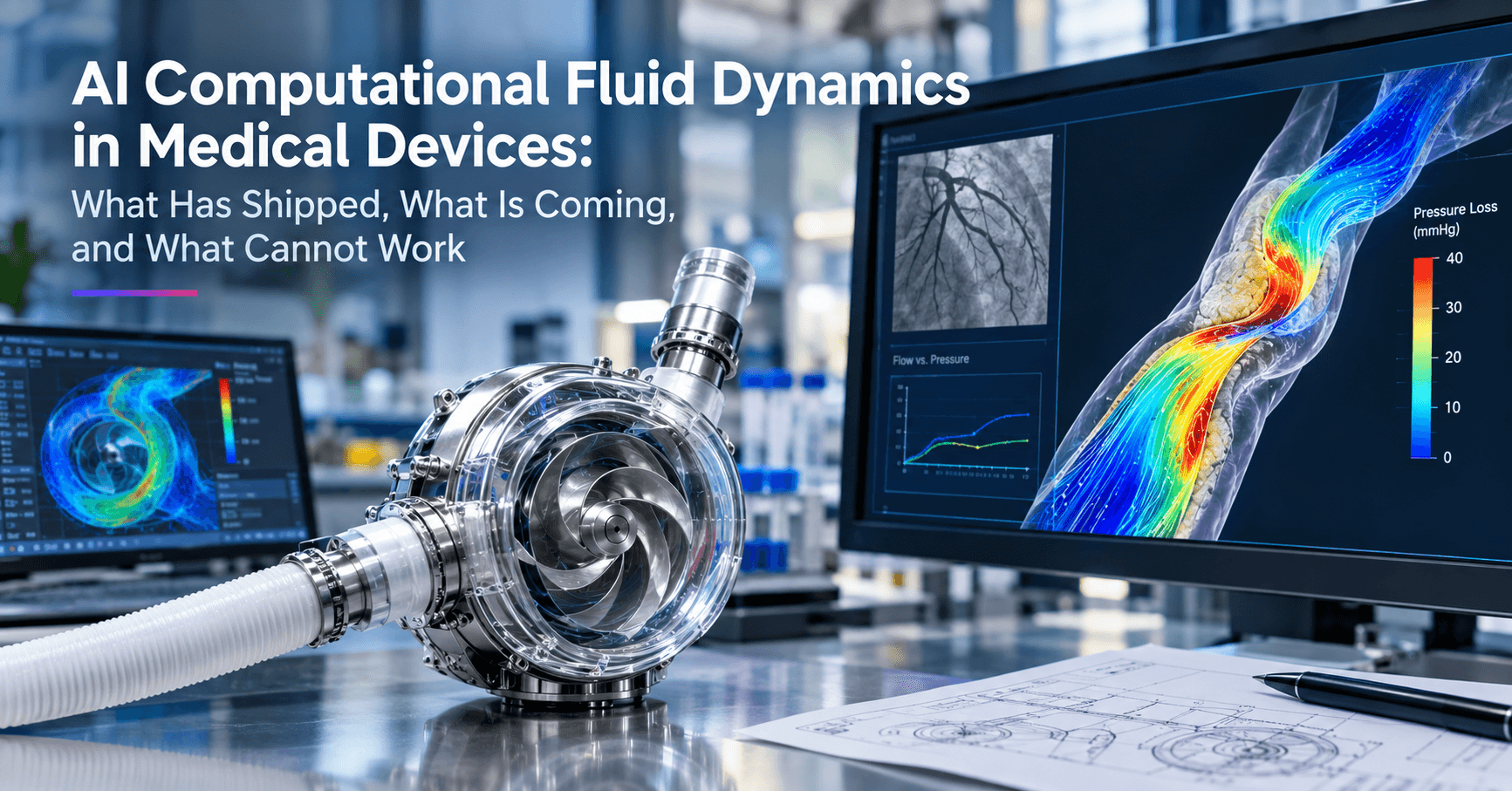 AI Computational Fluid Dynamics in Medical Devices: What Has Shipped, What Is Coming, and What Cannot Work
