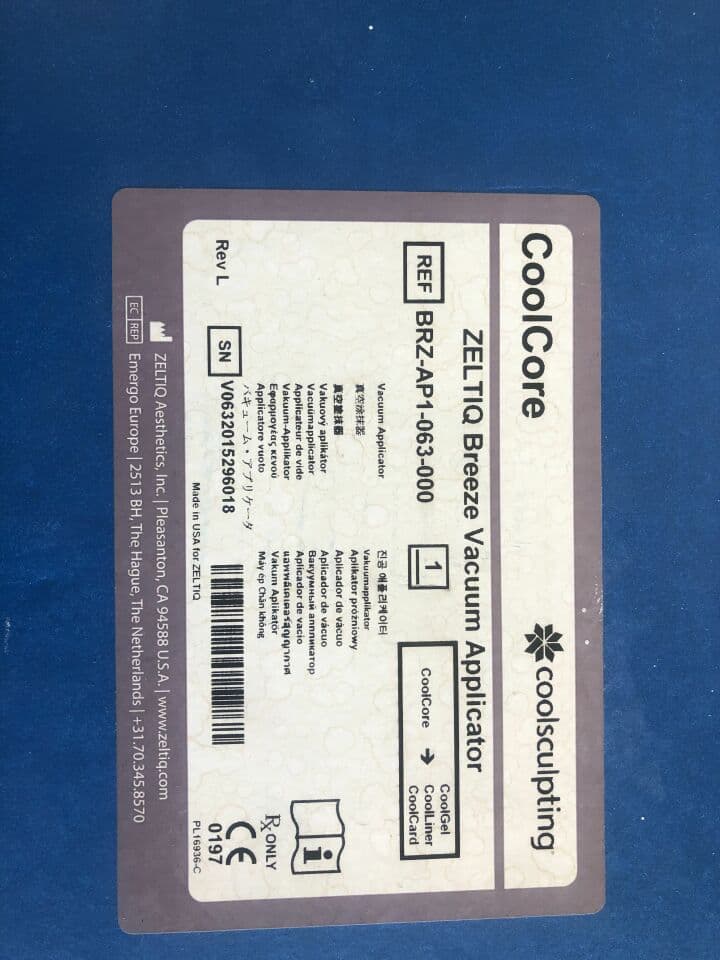 ZELTIQ AESTHETICS Cool Core BRZ-AP1-063-000 Vacuum Applicator Handpiece