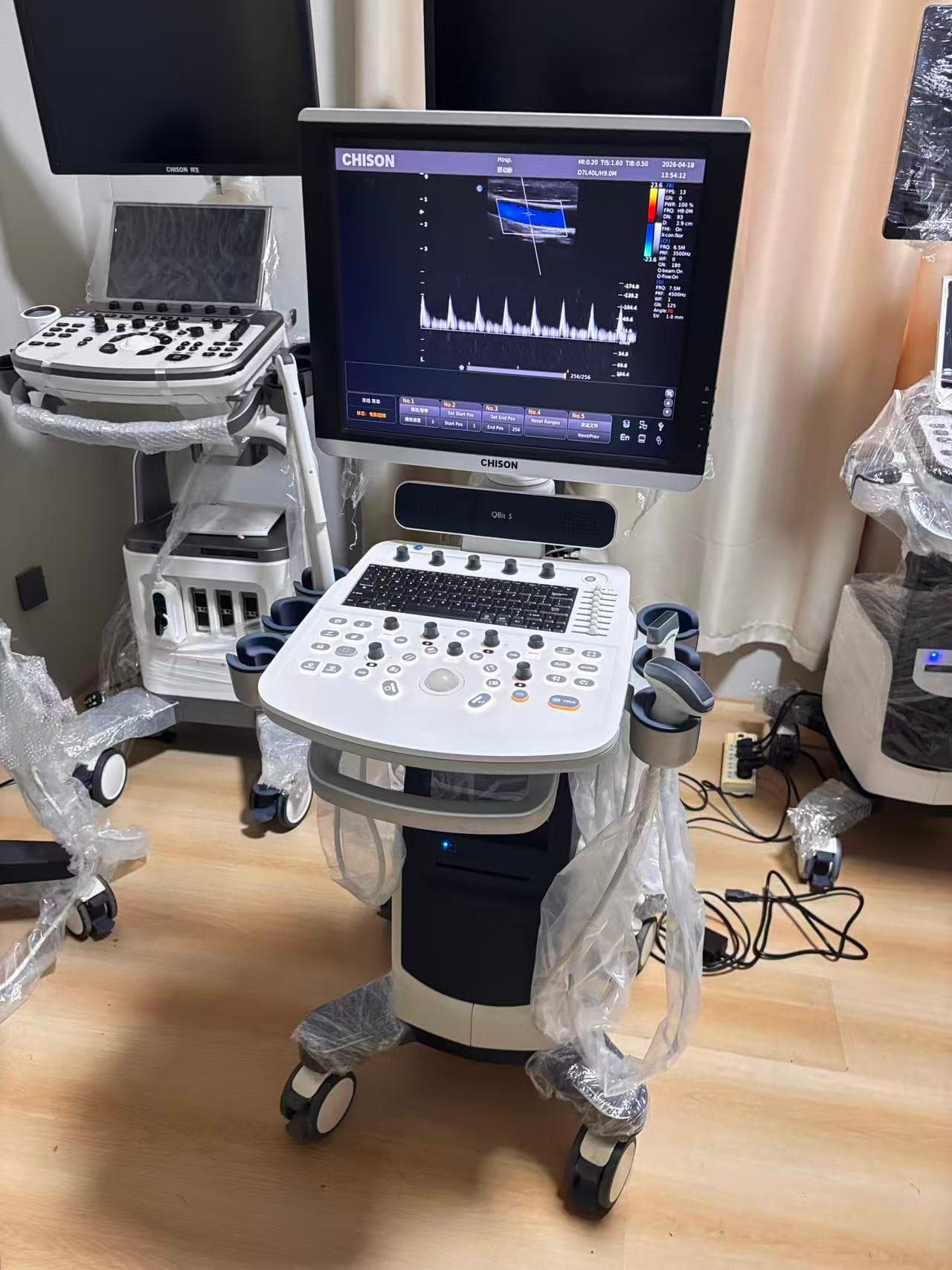 Chison QBit5 | Used Color Doppler Ultrasound Machine | QBit 5 Ultrasound Console | Chison Ultrasound with 3 Probes | Shared Service Diagnostic Scanner