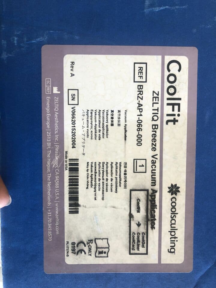 ZELTIQ AESTHETICS CoolBreeze Handpiece BRZ-AP1-066-000