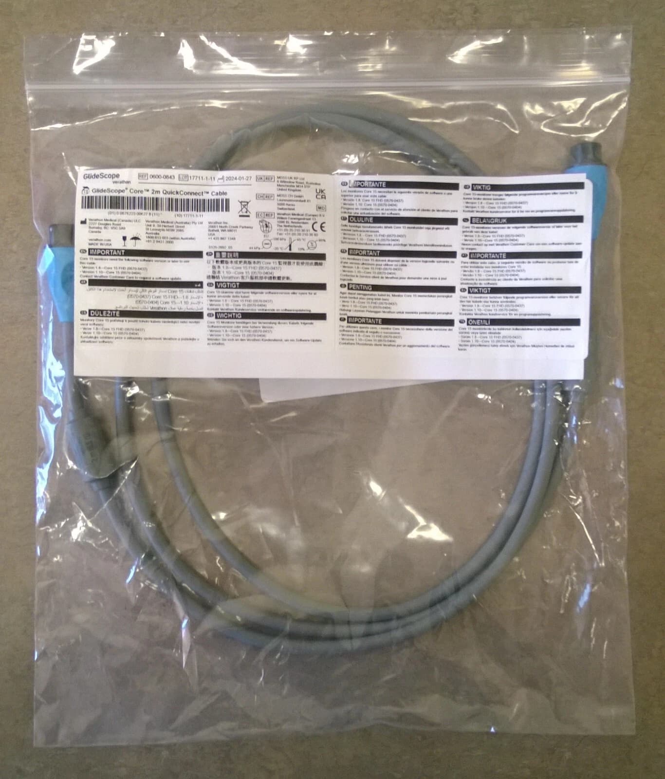 Verathon 0600-0708 MCU/FPGA ADC Cable for GlideScope Prime Systems