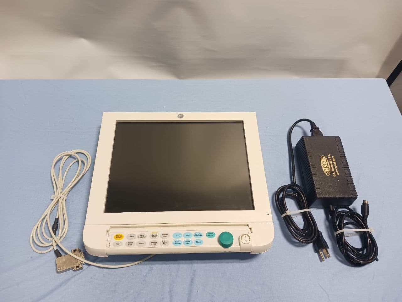 GE Datex Anesthesia Flat Panel Monitor with K-ANEB-00, K-ICUB-00 Command Bar, WSZ191M Power Supply